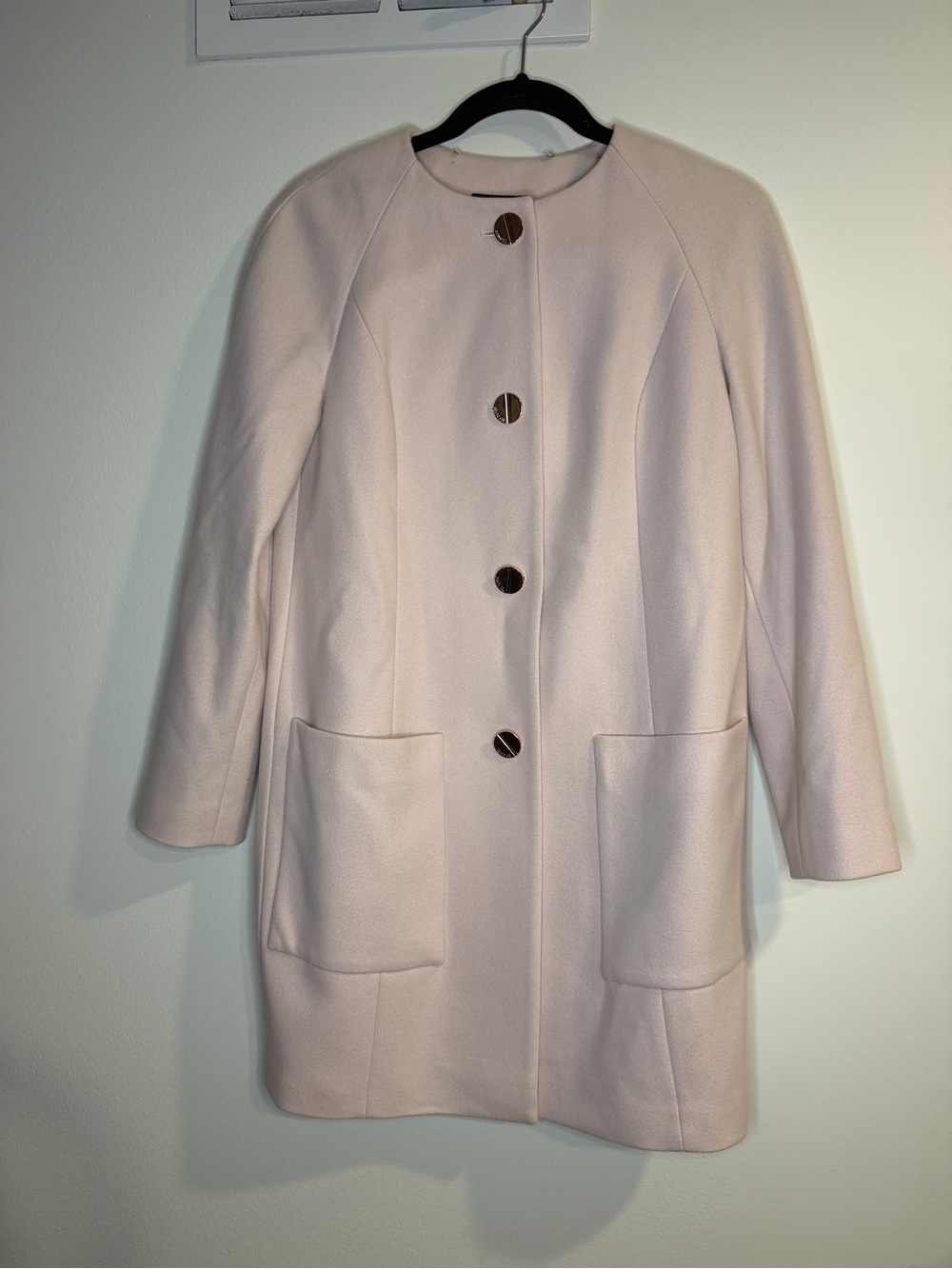 Ted Baker Women's colorless Pale Pink Cashmere Wool-Blend Coat, size 0 and US 2